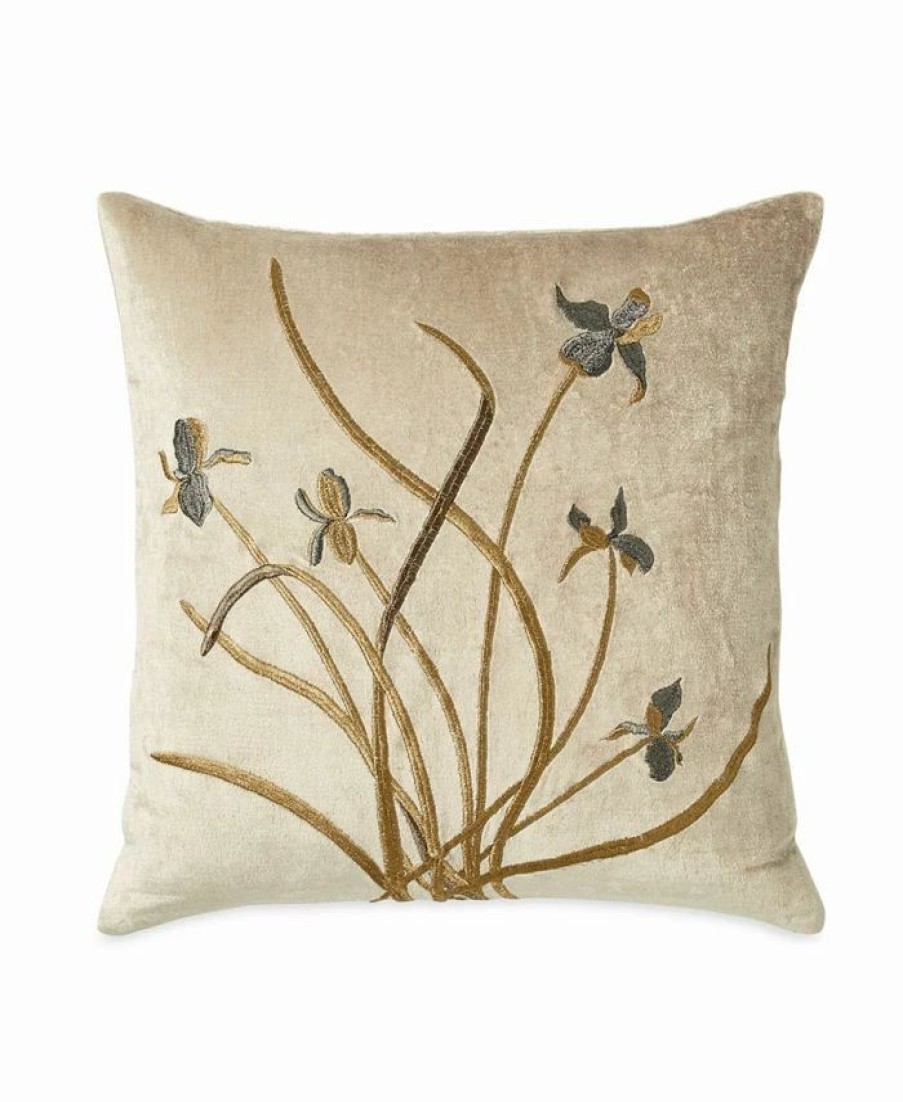 * Michael Aram Iris Embroidered Velvet Decorative Pillow 18 X 18 Designer Bedding