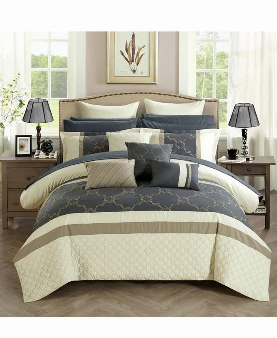 * Chic Home Amilia 16-Pc Queen Comforter Set Beige Comforter Sets