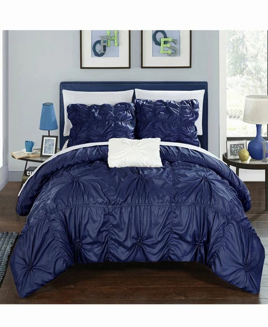 * Chic Home Amilton 4 Pc Queen Duvet Cover Set Navy Duvet Covers & Sets