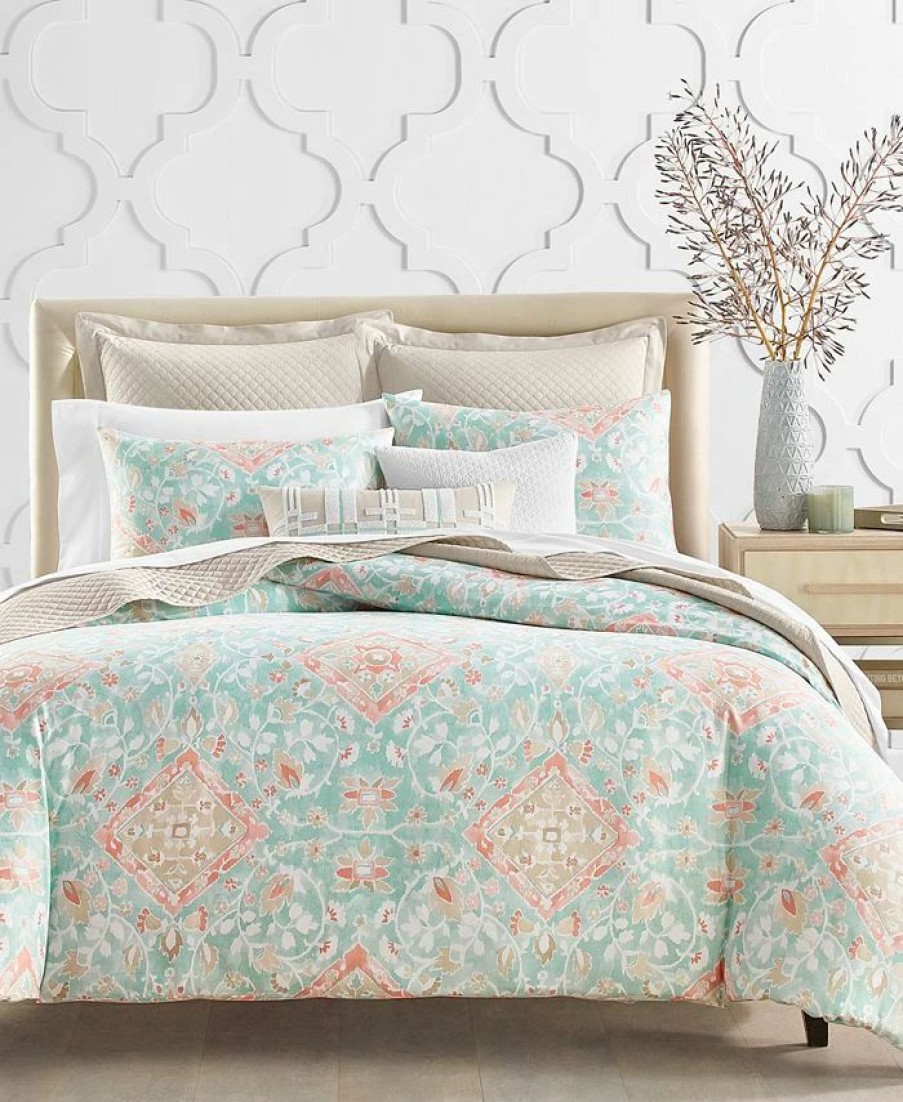 * Charter Club Terra Mesa 3-Pc. Duvet Cover Set, Full/Queen, Created For Macy'S Turquoise/Aqua Duvet Covers & Sets