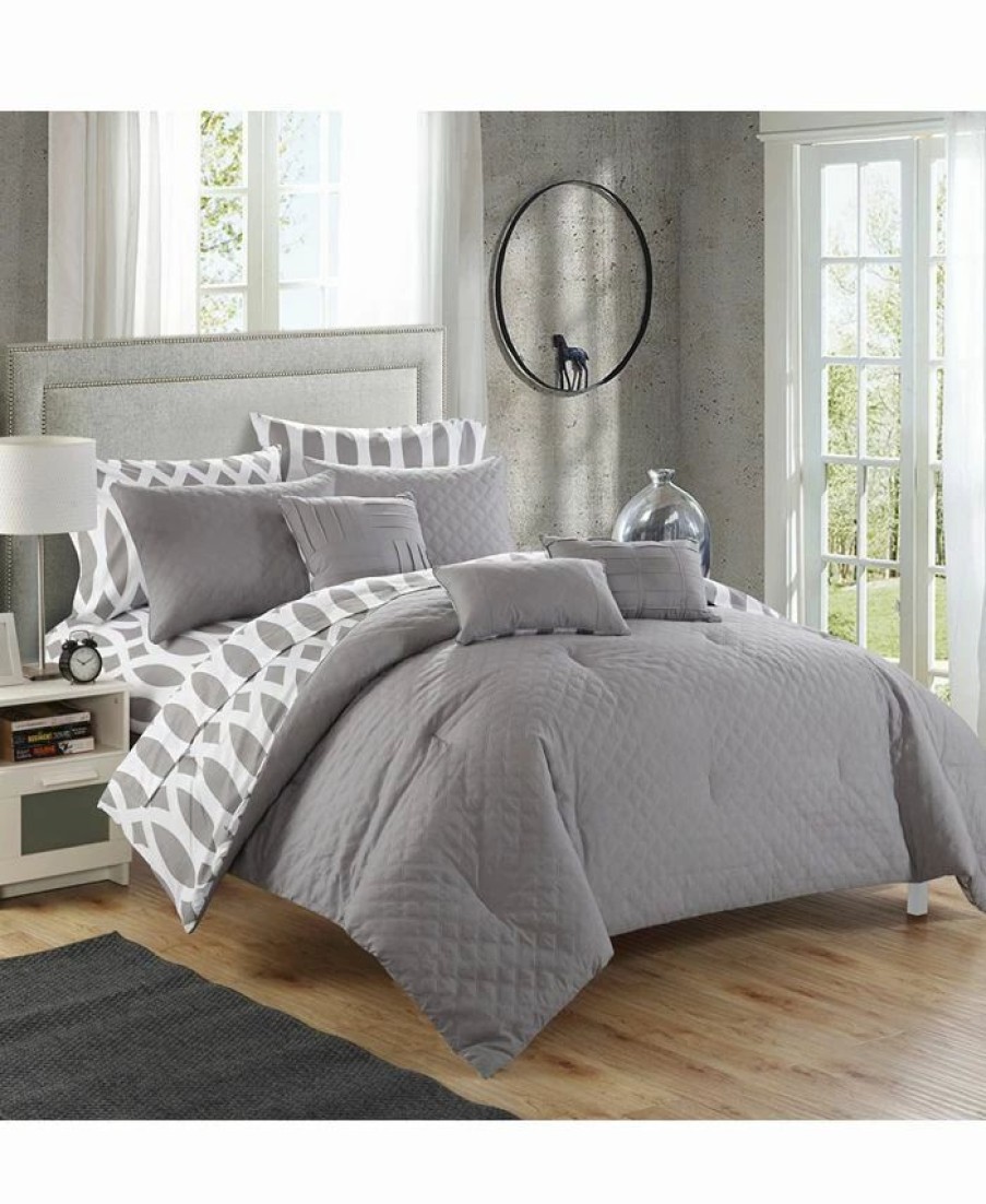 * Chic Home Lland 8-Pc Twin Comforter Set Grey Comforter Sets