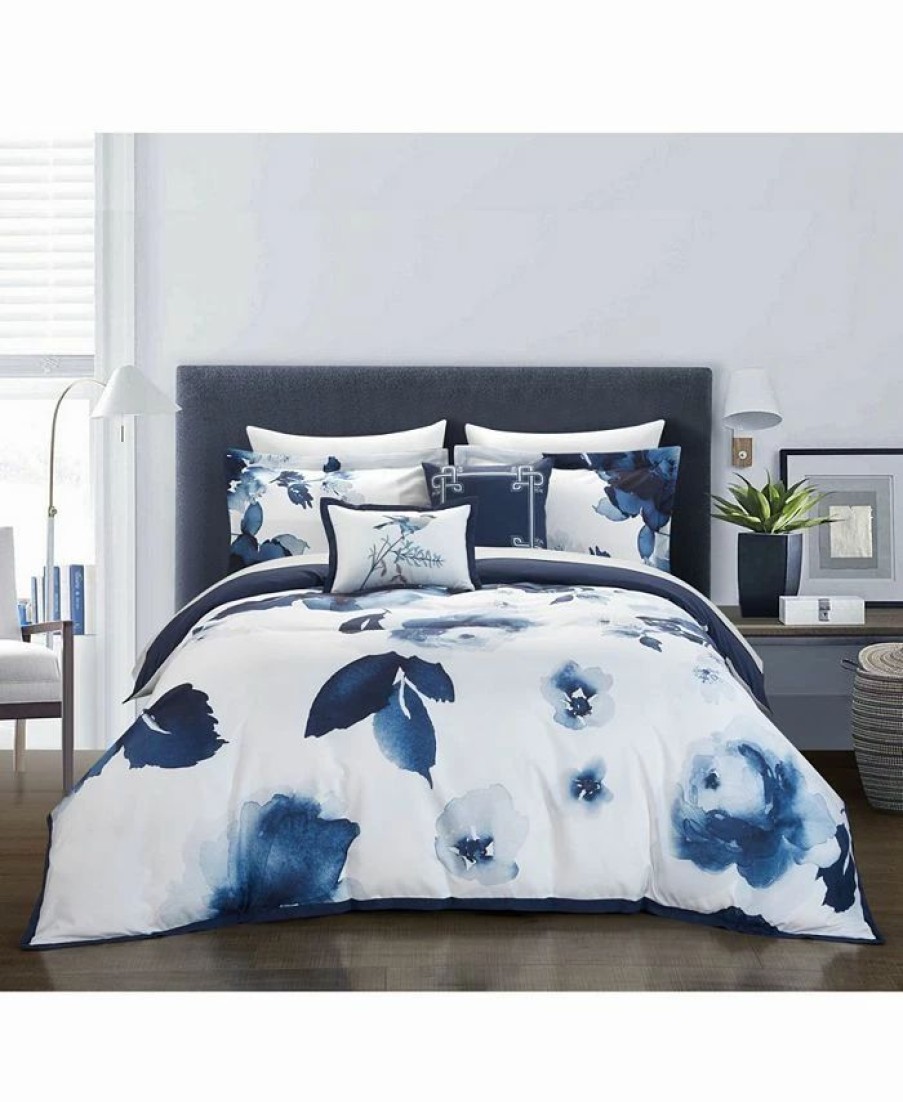 * Chic Home Brookfield Garden 5 Piece Queen Comforter Set Blue Comforter Sets