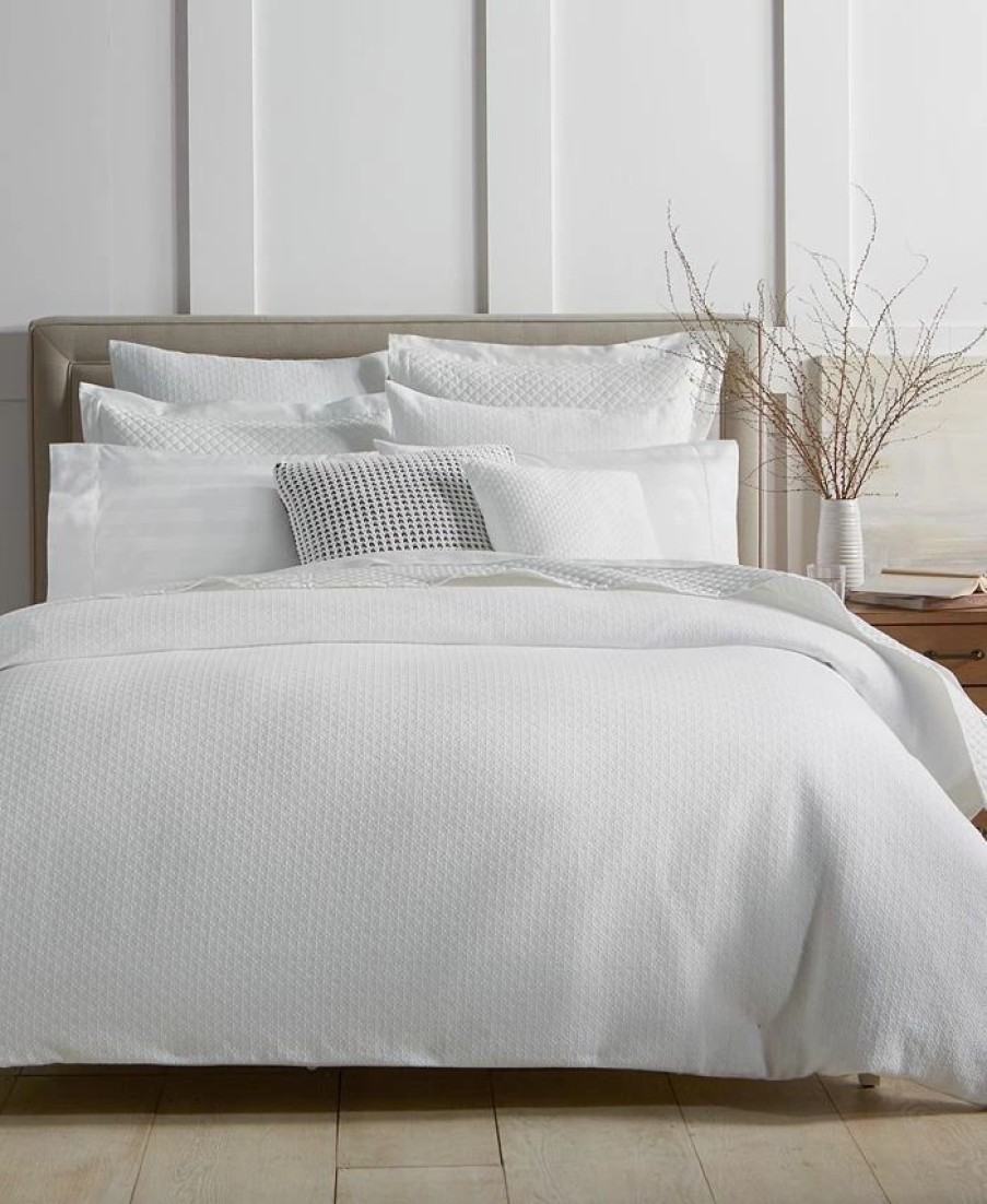 * Charter Club Diamond Dot 300 Thread Count Cotton 2-Pc. Duvet Cover Set, Twin, Created For Macy'S White Duvet Covers & Sets