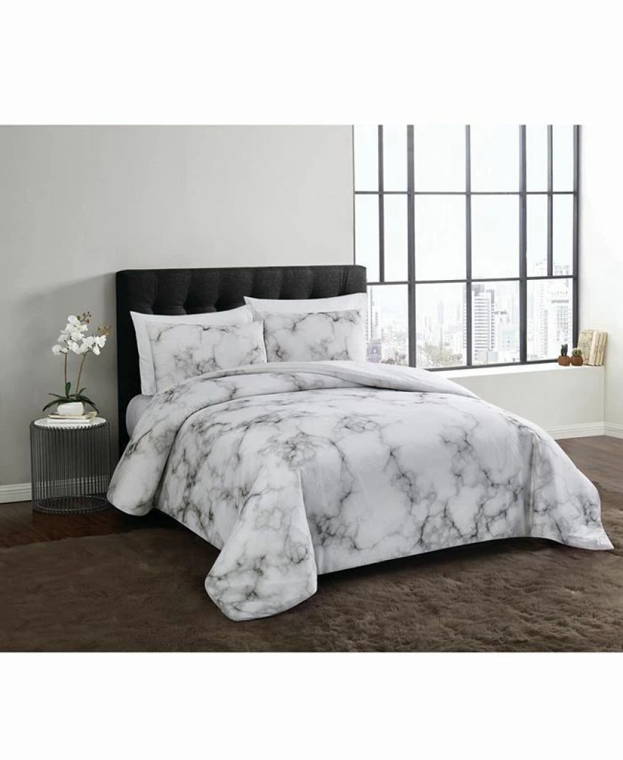 * Vince Camuto Home Amalfi Full/Queen Duvet Cover Set White/Black Duvet Covers & Sets