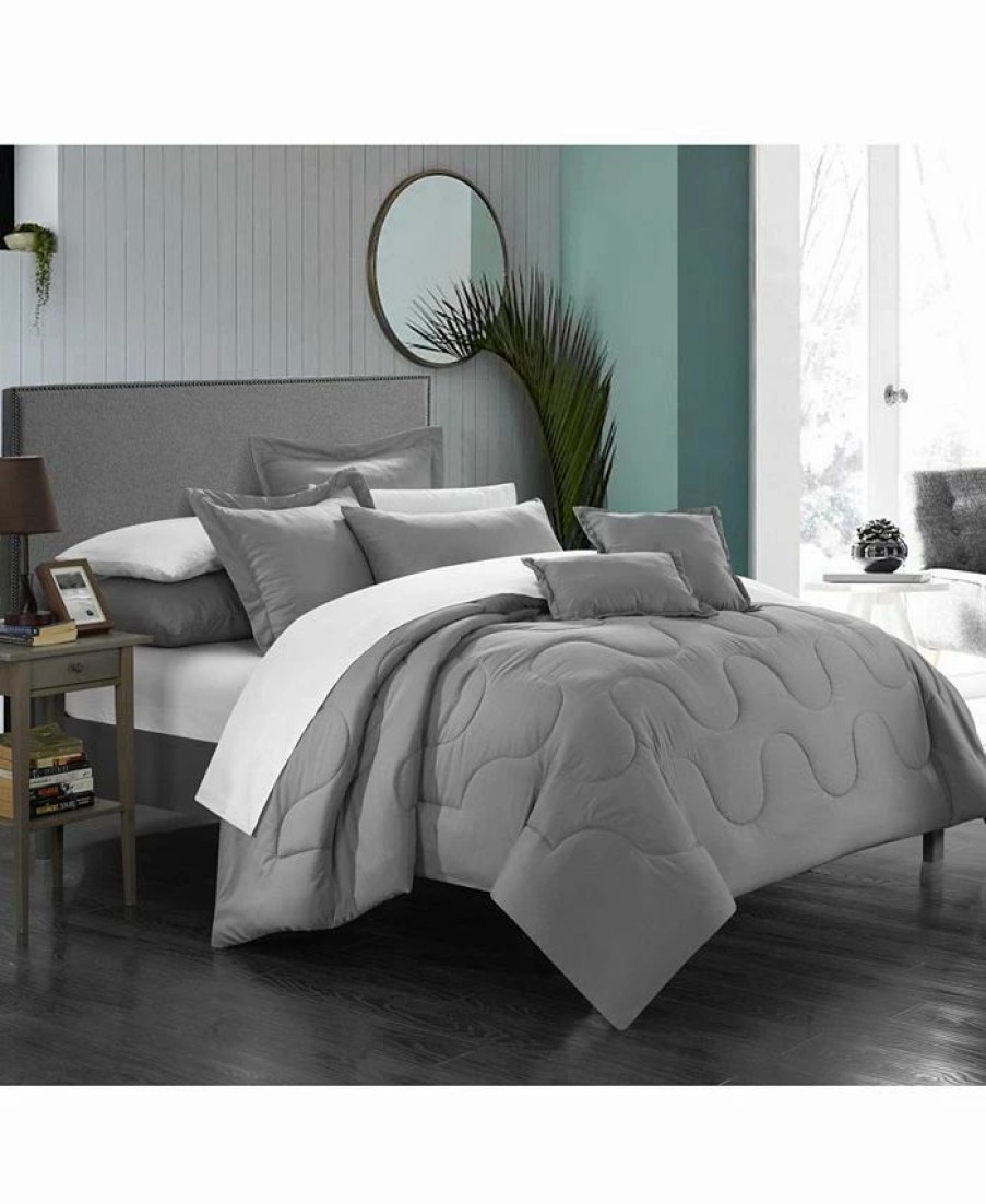 * Chic Home Khaya 8-Pc. Twin Comforter Set Grey Comforter Sets