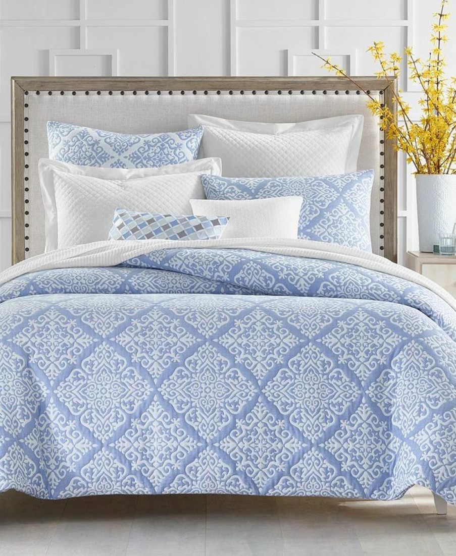 * Charter Club Medallion 3-Pc. Comforter Set, King, Created For Macy'S Blue Comforter Sets