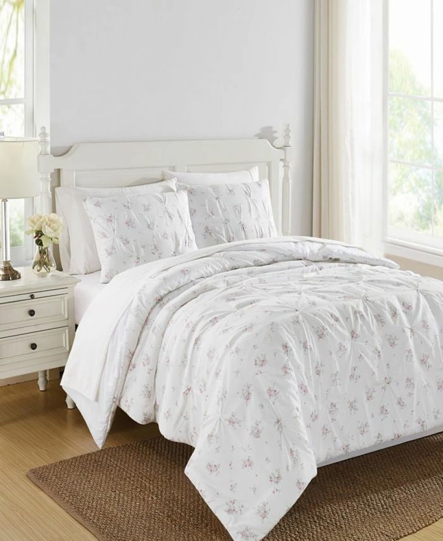 * The Farmhouse By Rachel Ashwell Signature Rosebury 3 Piece Comforter Set, King White, Pink Comforter Sets