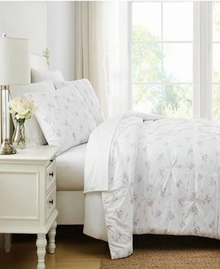 * The Farmhouse By Rachel Ashwell Signature Rosebury 3 Piece Comforter Set, King White, Pink Comforter Sets