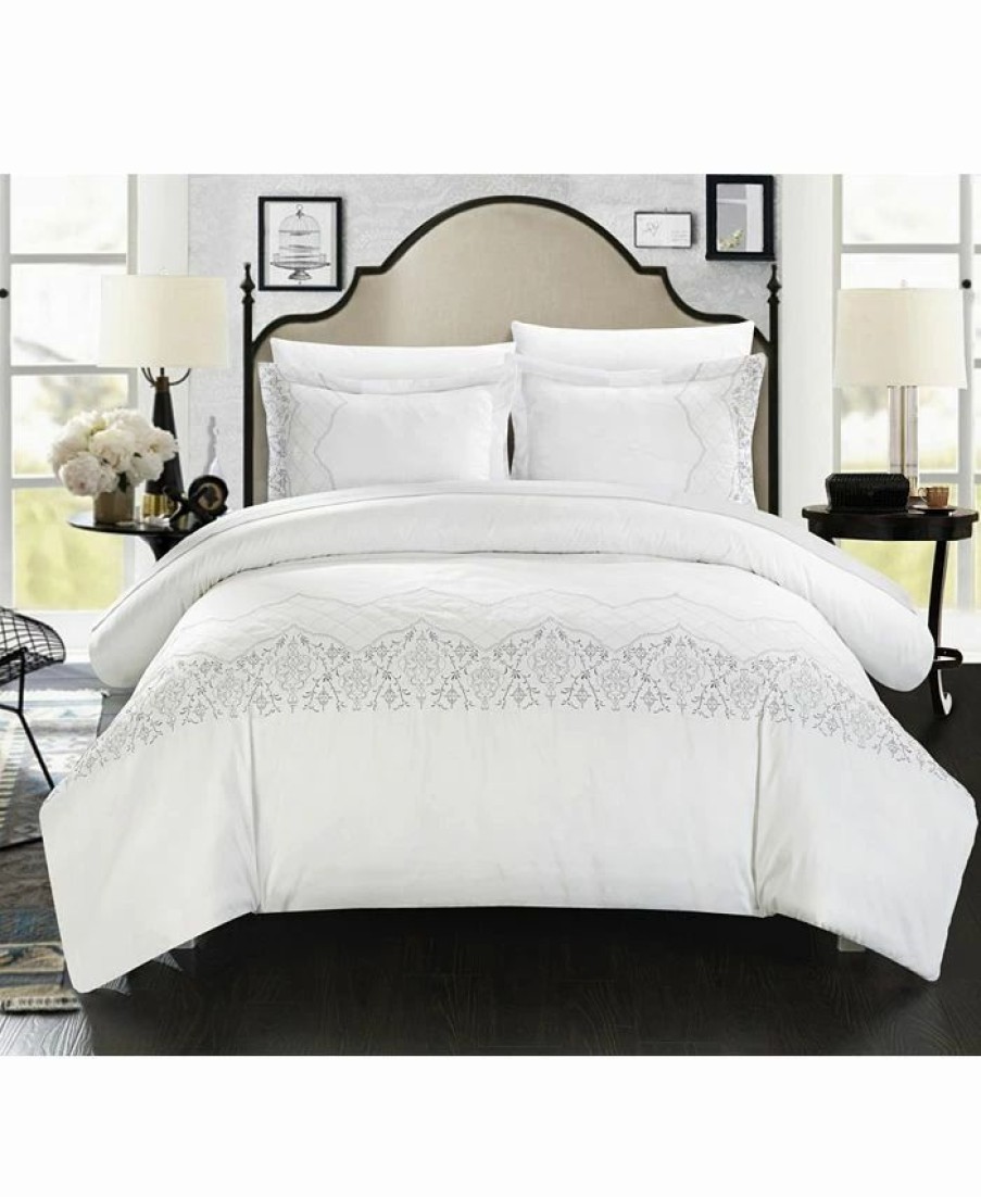 * Chic Home Sophia 3 Pc King Duvet Cover Set White Duvet Covers & Sets