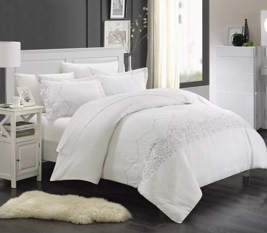 * Chic Home Sophia 3 Pc King Duvet Cover Set White Duvet Covers & Sets