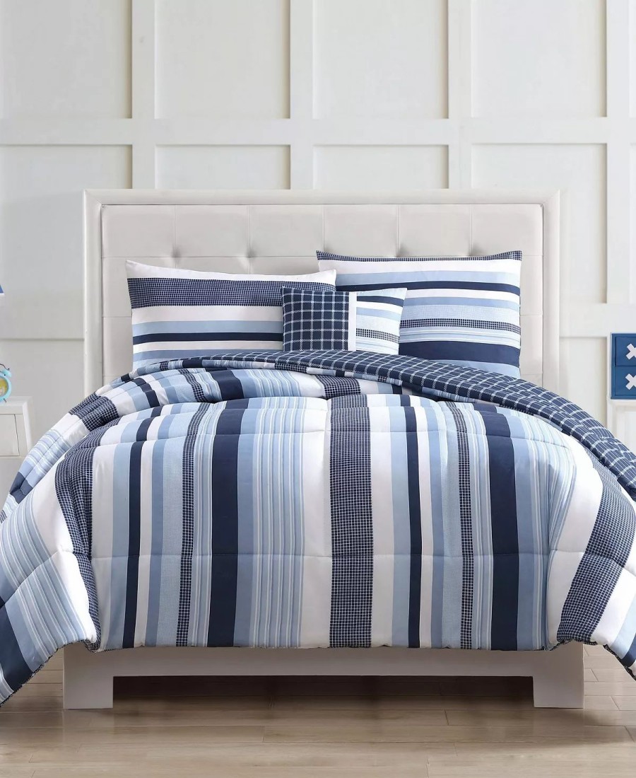 * My World Ason Stripe Twin Comforter Set Blue Comforter Sets