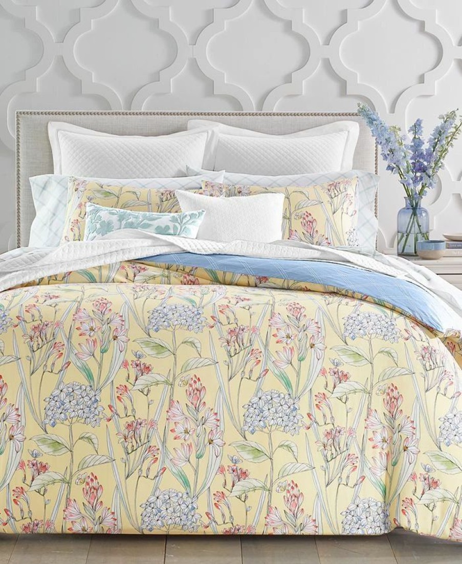 * Charter Club 300-Thread Count Hydrangea 4-Pc. King Comforter Set, Created For Macy'S Yellow Hydrangea Comforter Sets