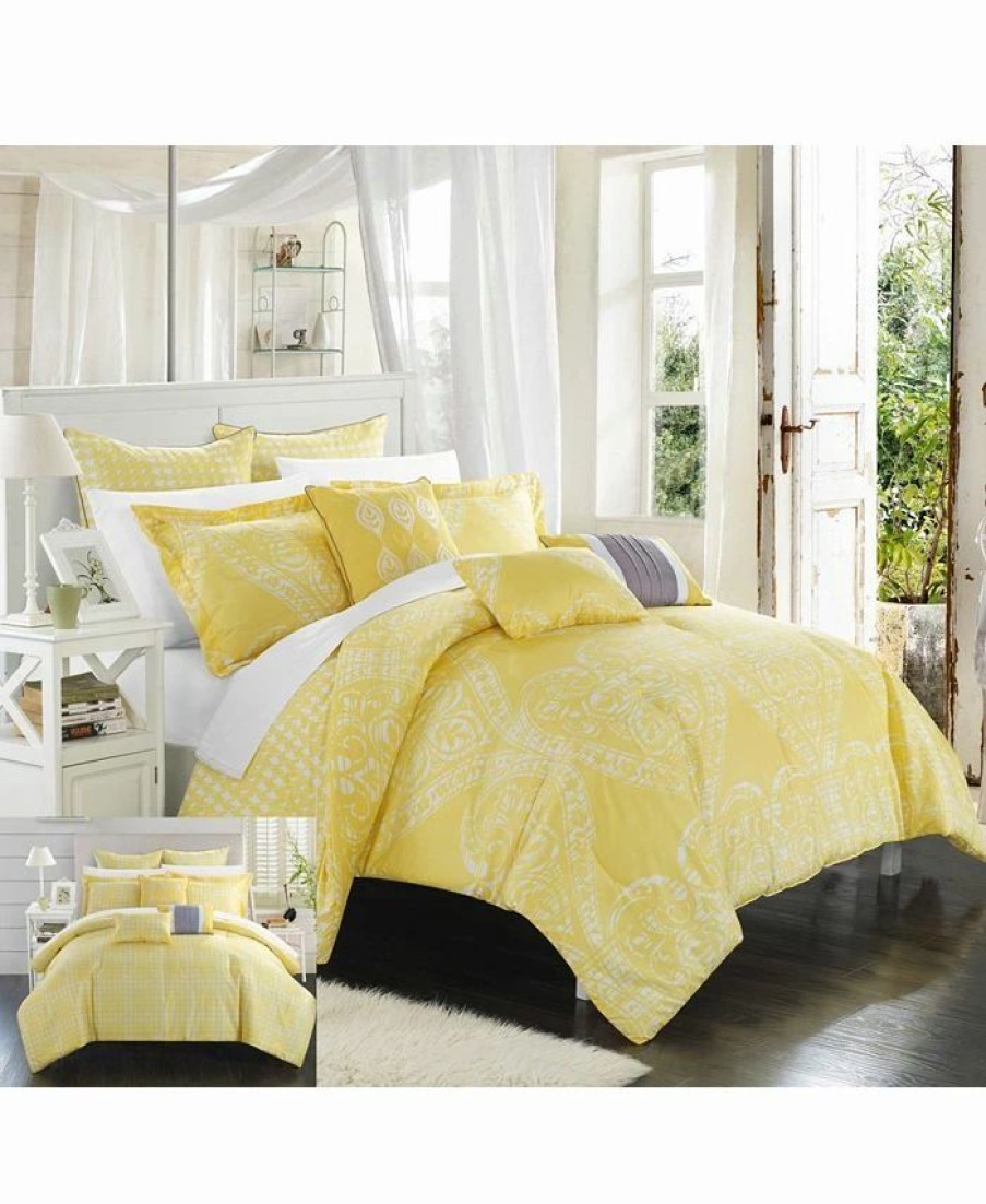 * Chic Home Sicily 8-Pc King Comforter Set Yellow Comforter Sets