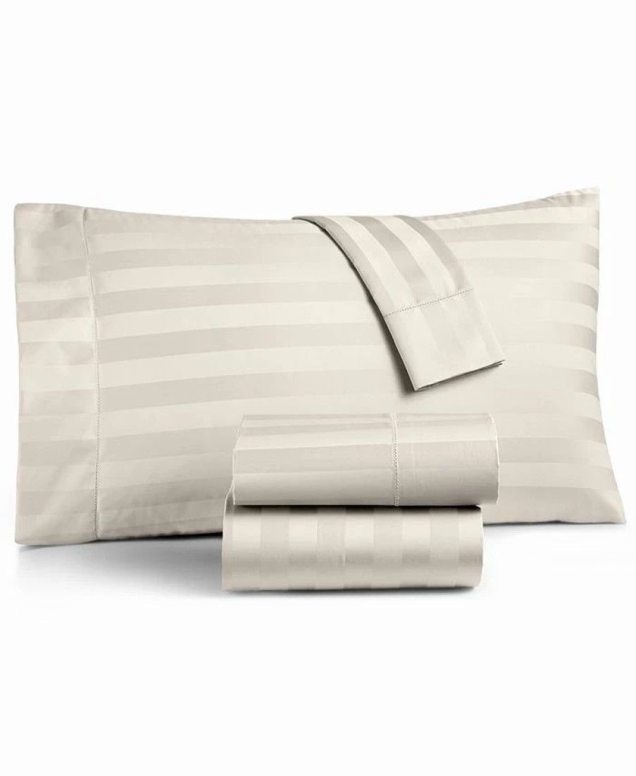 * Charter Club 1.5 Stripe 550 Thread Count 100% Supima Cotton Fitted Sheet, Twin, Created For Macy'S Sheets & Pillowcases