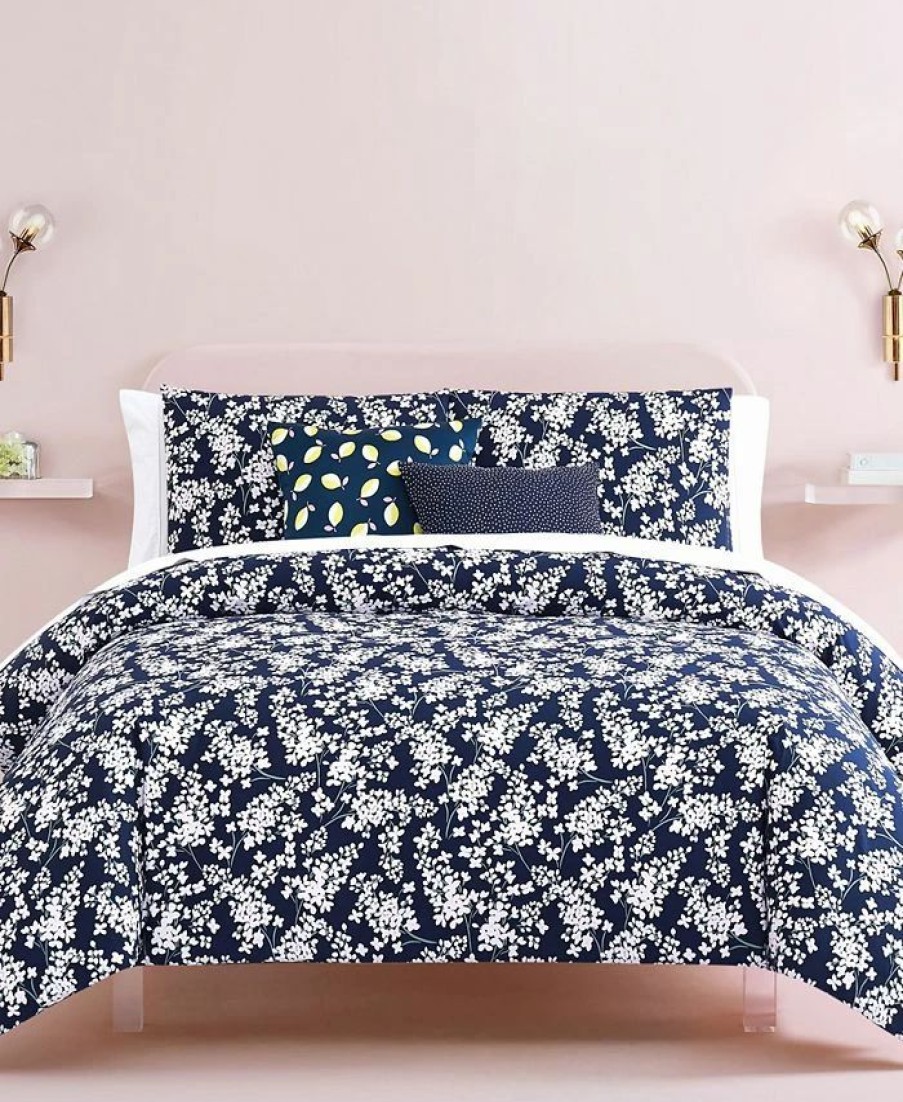 * Kate Spade New York Lilac 2 Piece Mini Comforter Set, Twin Navy Comforter Sets