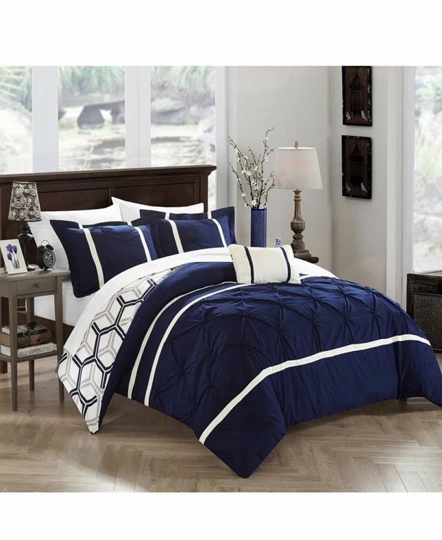 * Chic Home Marcia 3-Pc Twin Comforter Set Navy Comforter Sets