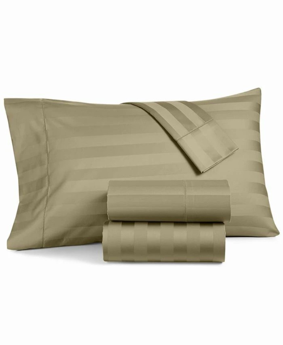 * Charter Club 1.5 Stripe 550 Thread Count 100% Cotton 3-Pc. Sheet Set, Twin, Created For Macy'S Sheets & Pillowcases