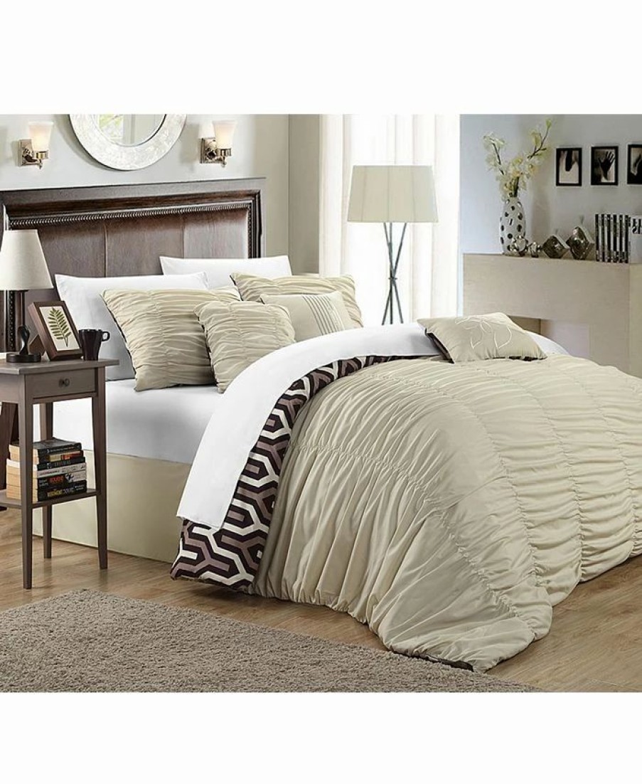 * Chic Home Lessie 7-Pc Queen Comforter Set Beige Comforter Sets