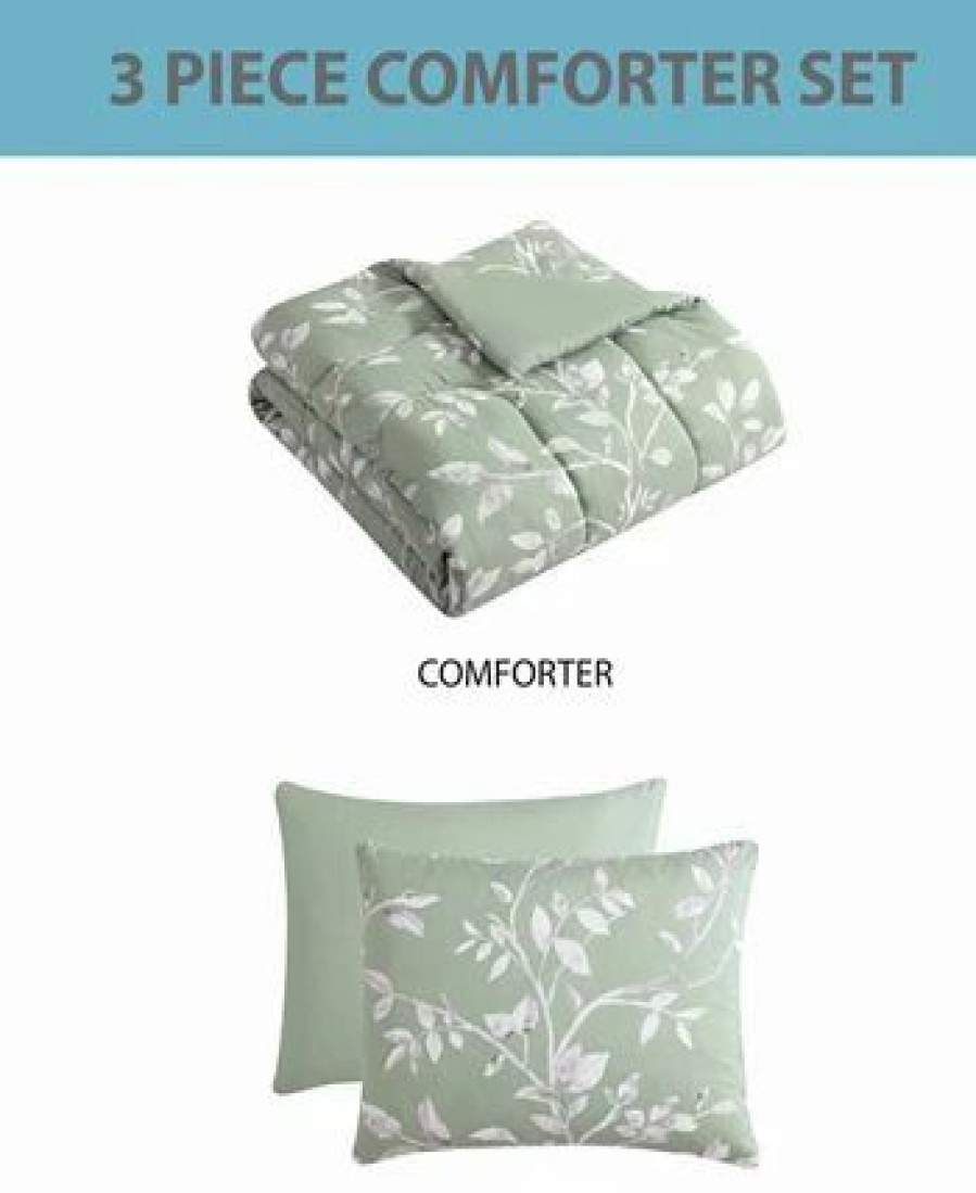 * Hallmart Collectibles Wallis 3 Piece Reversible Comforter Sets Lt Green Comforter Sets