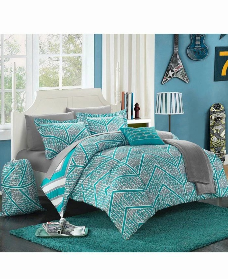 * Chic Home Laredo 8-Pc Twin X-Long Comforter Set Aqua Comforter Sets