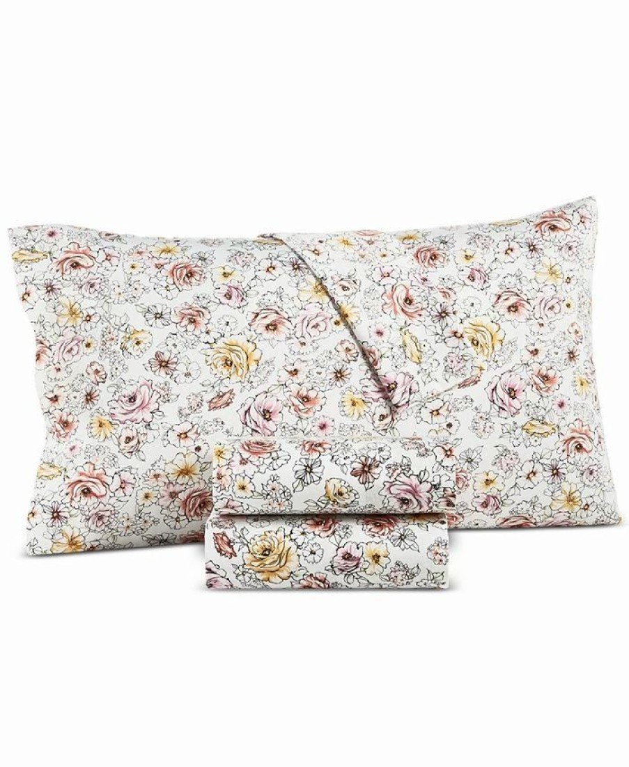 * Charter Club Outline Floral 550 Thread Count Cotton Pillowcase Pair, Standard, Created For Macy'S Sheets & Pillowcases