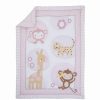 * Nojo Sweet Jungle Friends Monkey, Cheetah And Giraffe With Polka Dots And Flowers Nursery Crib Bedding Set, 3 Piece Pink Comforter Sets