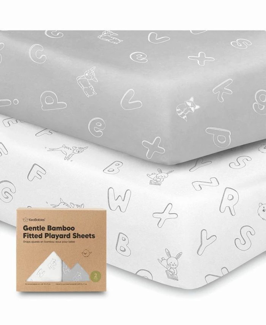 * Keababies 2-Pack Mini Crib Sheets, Pack And Play Sheets Fitted, Pack N Play Sheets, Organic Fitted Crib Sheet Abc Land Sheets & Pillowcases