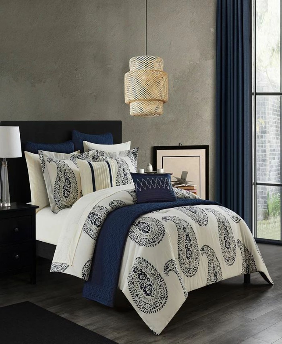 * Chic Home Maison 12 Piece Comforter Set, King Navy Comforter Sets