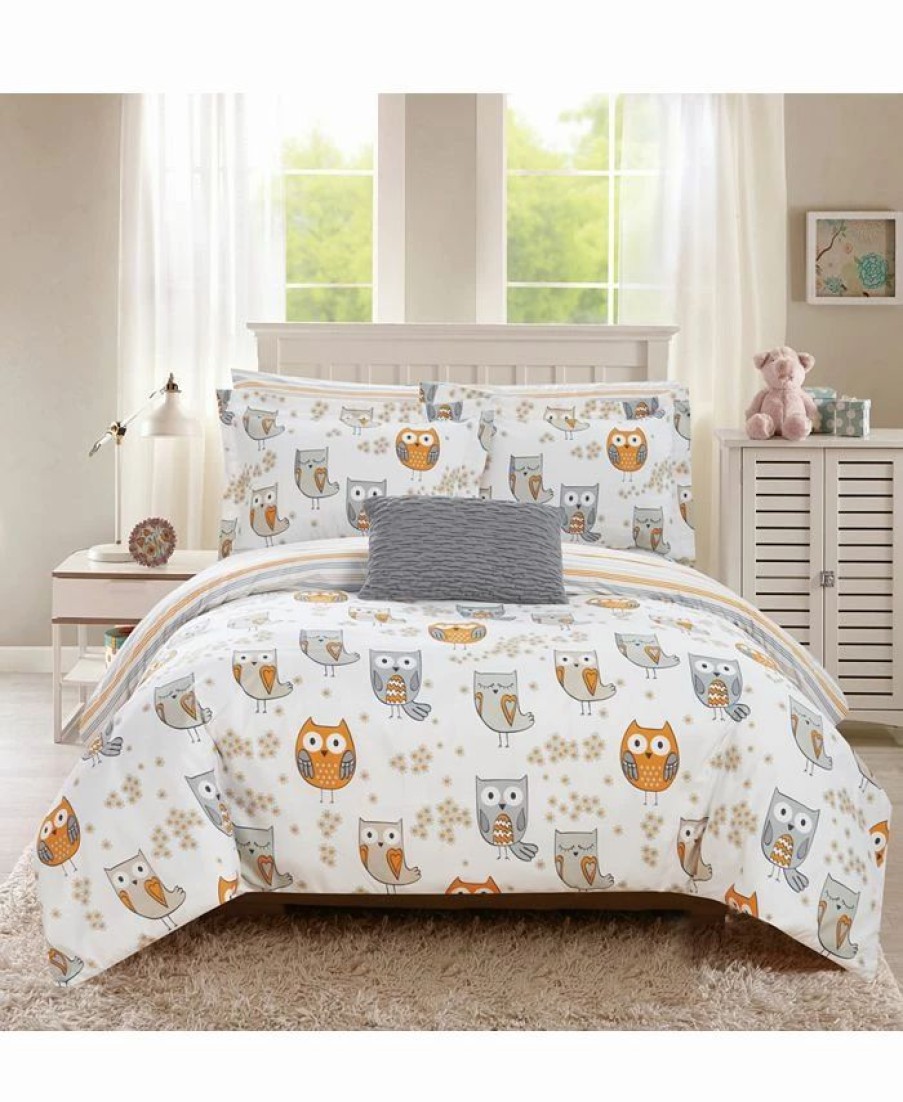 * Chic Home Owl Forest 8 Piece Full Bed In A Bag Comforter Set Grey Comforter Sets