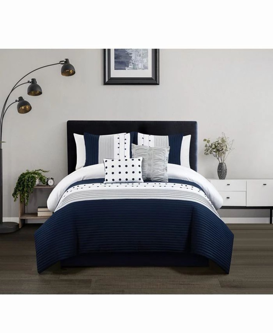 * Chic Home Lainy 9 Piece King Comforter Set Navy Comforter Sets