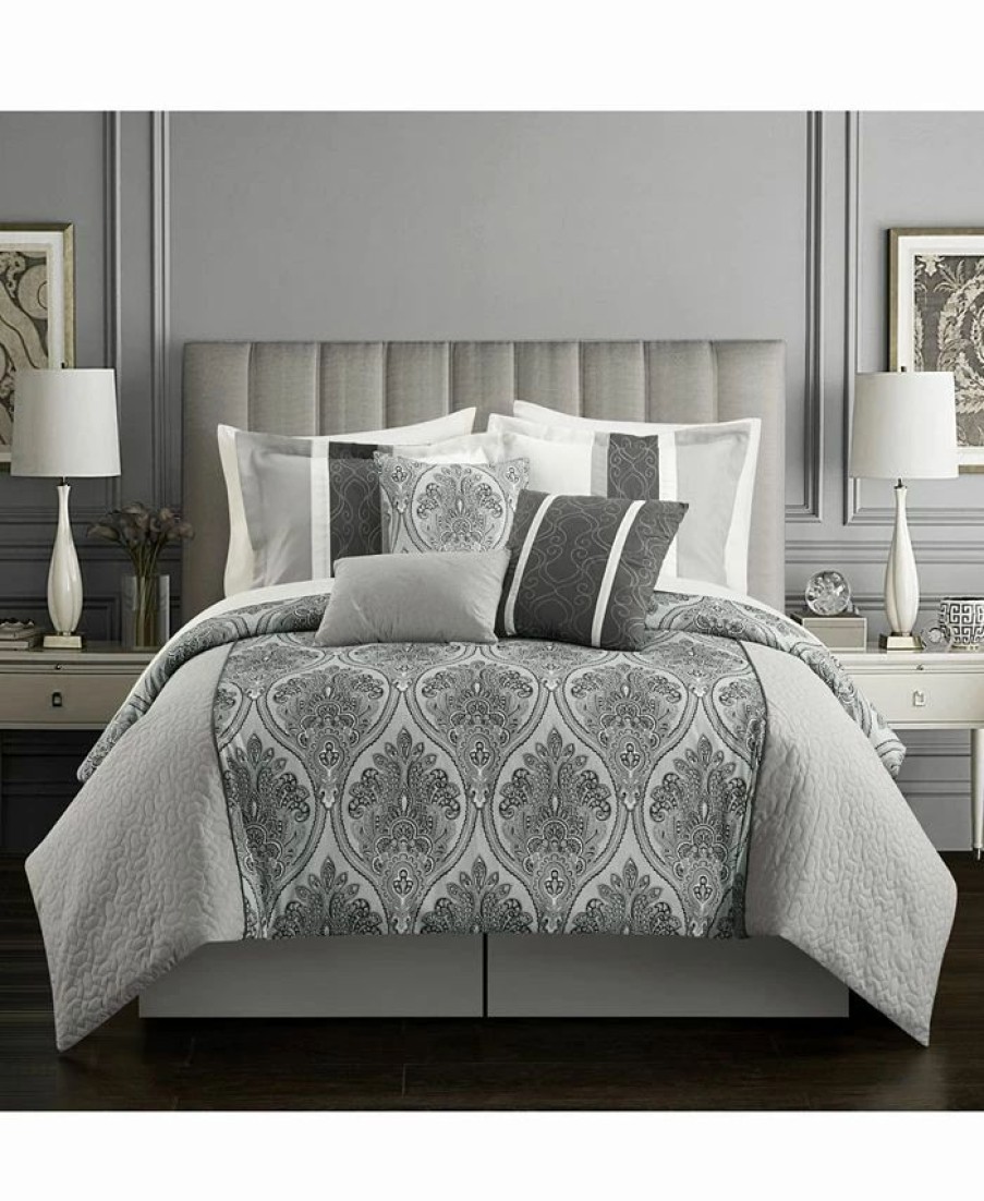 * Chic Home Phantogram 11 Piece Queen Comforter Set Gray Comforter Sets