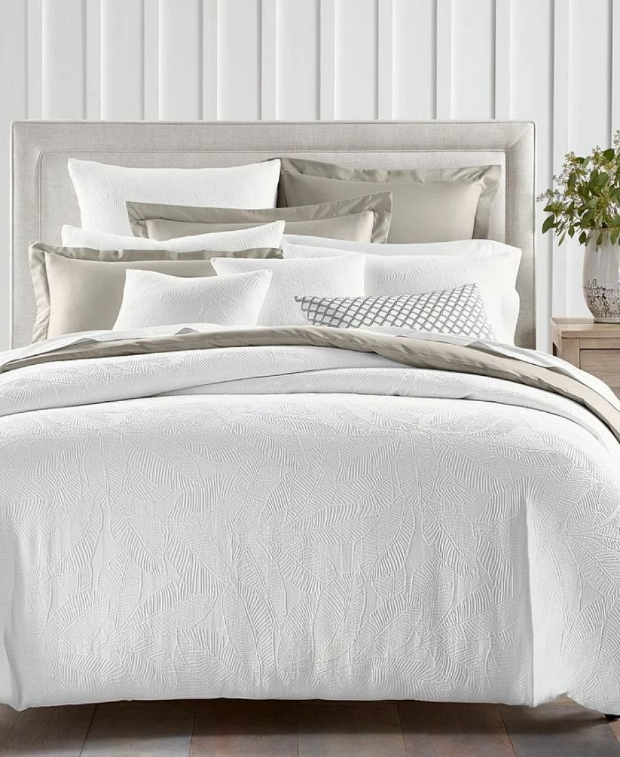 * Charter Club Woven Leaves 2-Pc. Duvet Cover Set, Twin, Created For Macy'S White Duvet Covers & Sets