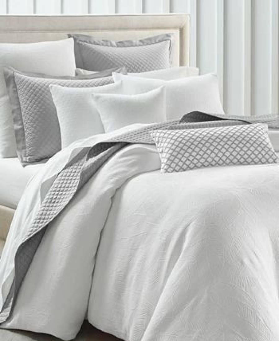 * Charter Club Woven Leaves 2-Pc. Duvet Cover Set, Twin, Created For Macy'S White Duvet Covers & Sets