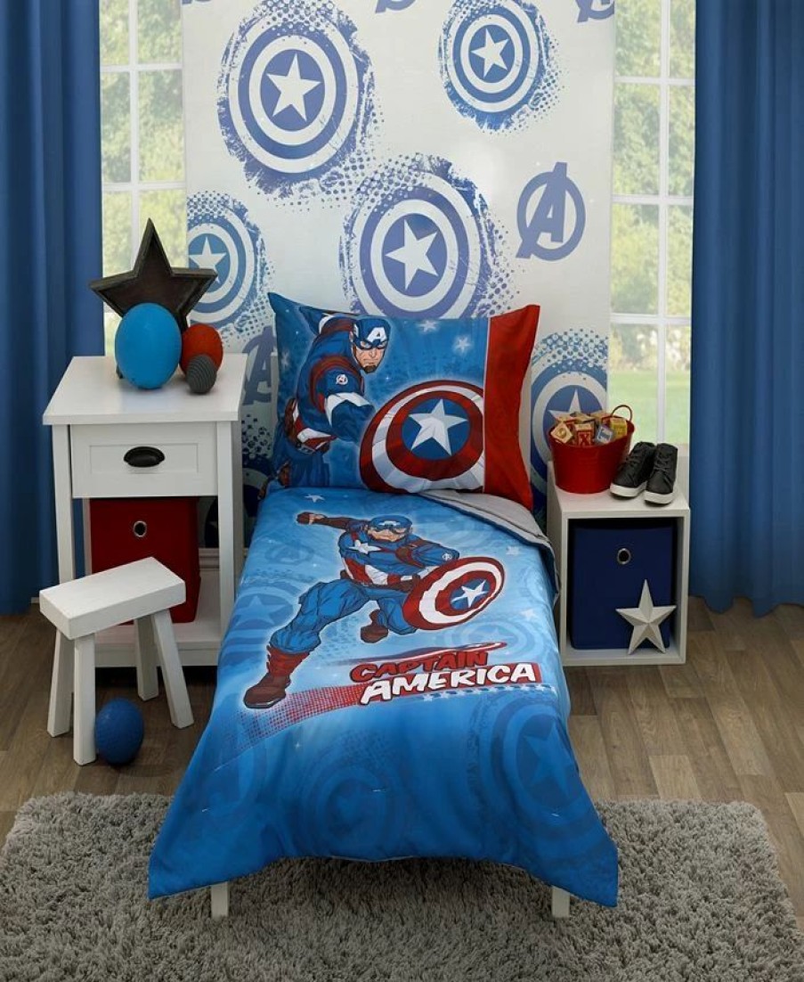 * Disney Marvel Captain America 4 Piece Toddler Comforter Set Red Comforter Sets