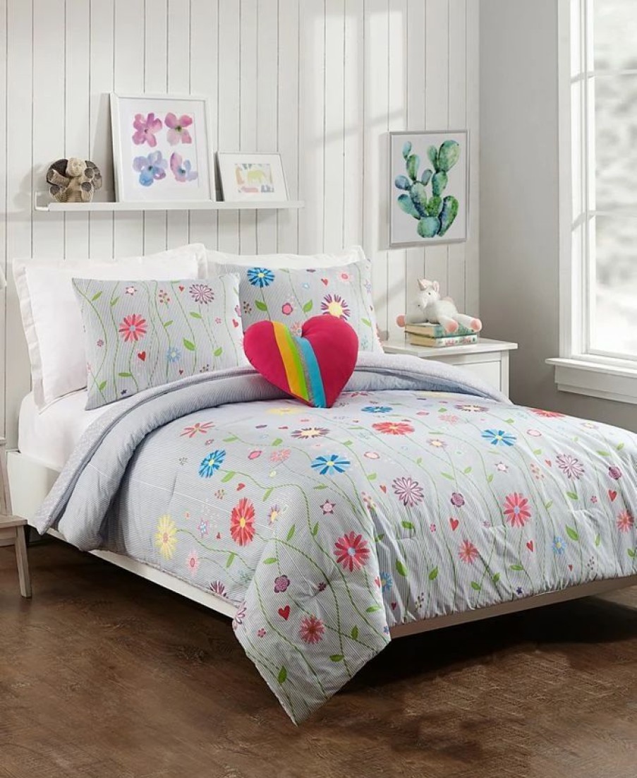 * Jessica Simpson Growing Garden 4-Piece Full/Queen Comforter Set Blue Comforter Sets