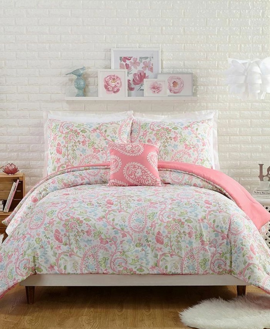 * Jessica Simpson Avery 4 Piece Full/Queen Comforter Set Blush Comforter Sets