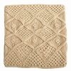 * Nearly Natural Boho Cross Woven Macrame Decorative Pillow Cover, 18 Beige Designer Bedding