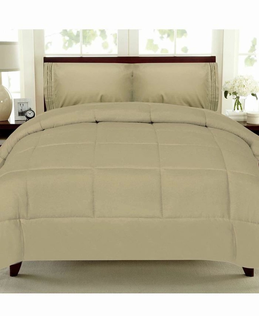 * Sweet Home Collection Loseout! Solid Color Box Stitch Down Alternative Full Comforter Sage Comforters: Fashion