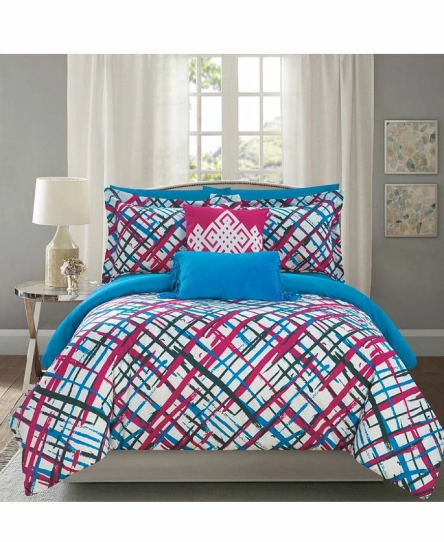 * Chic Home Abstract 9 Piece Full Bed In A Bag Comforter Set Fuschia Comforter Sets