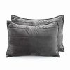 * Bokser Home Luxury Cotton Channel Stitched Velvet Quilted Sham Set Standard Slate Designer Bedding