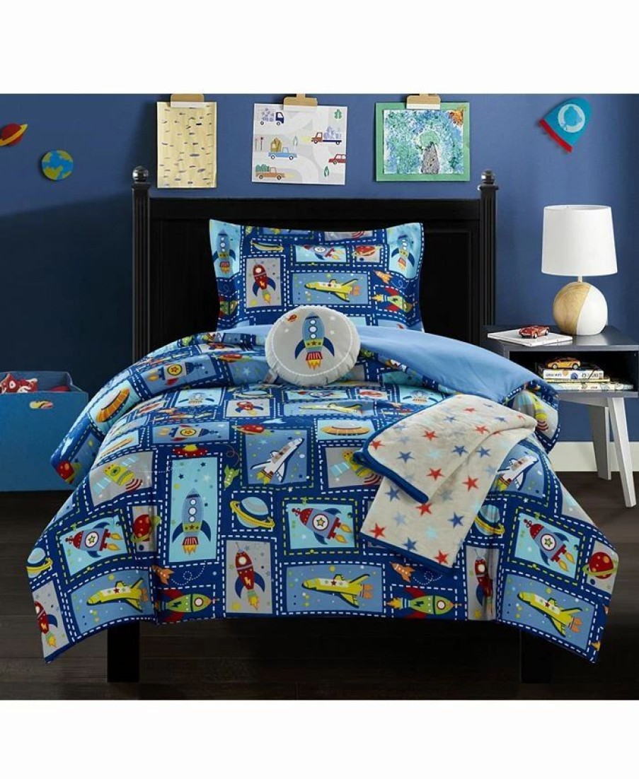 * Chic Home Spaceship 5 Piece Full Comforter Set Blue Comforter Sets