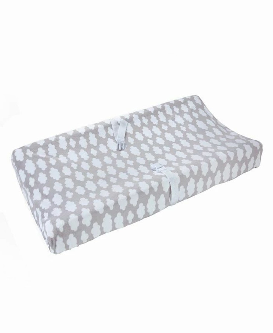 * Carter'S Loud Print Plush Velboa Changing Pad Cover Gray Designer Bedding