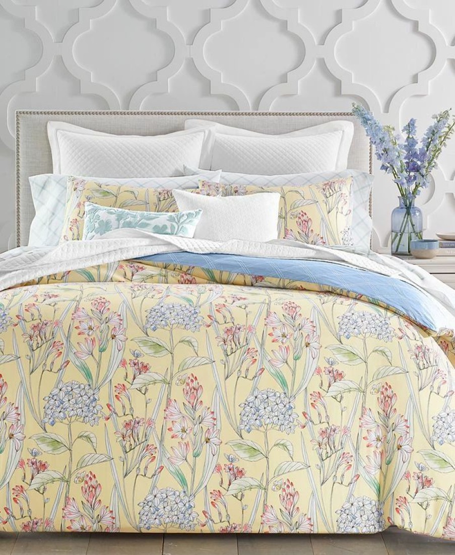 * Charter Club 300-Thread Count Hydrangea 3-Pc. Twin Comforter Set, Created For Macy'S Yellow Hydrangea Comforter Sets