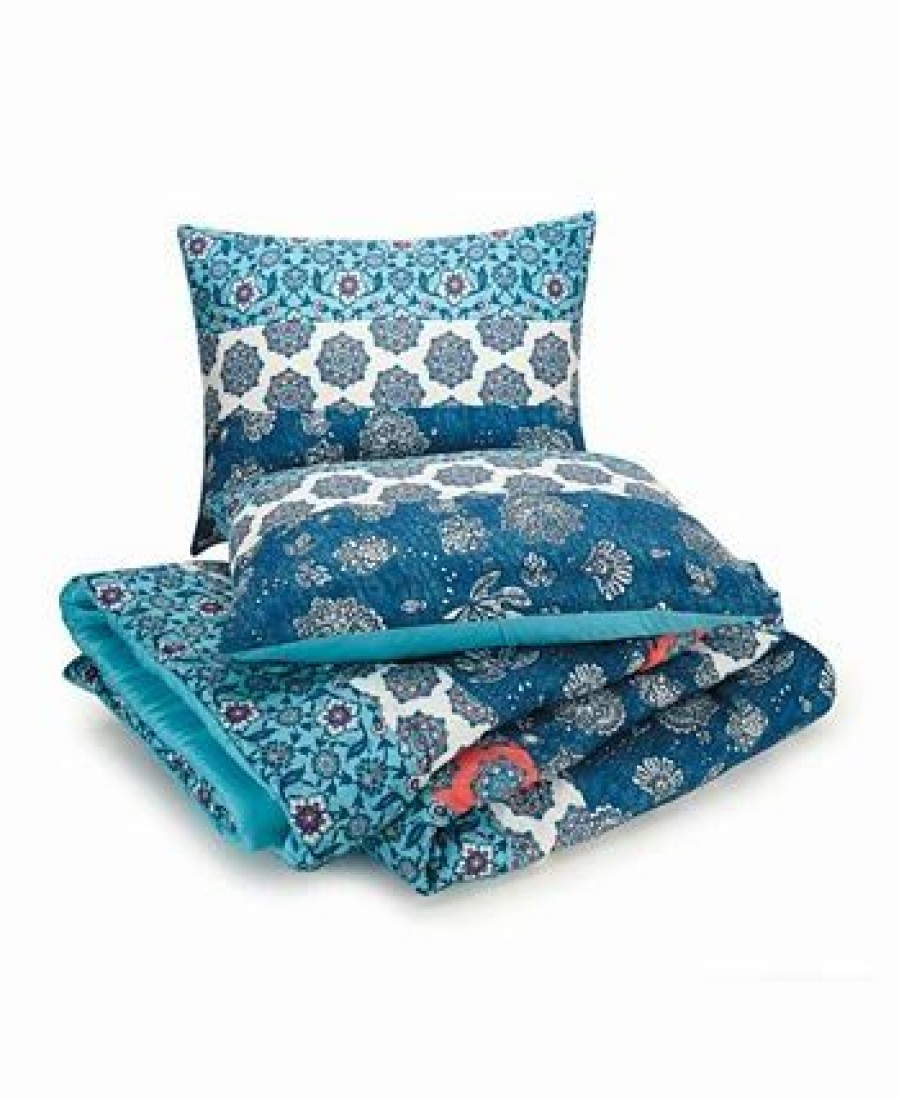 * Jessica Simpson Ydette 4 Piece Full/Queen Comforter Set Blue Comforter Sets