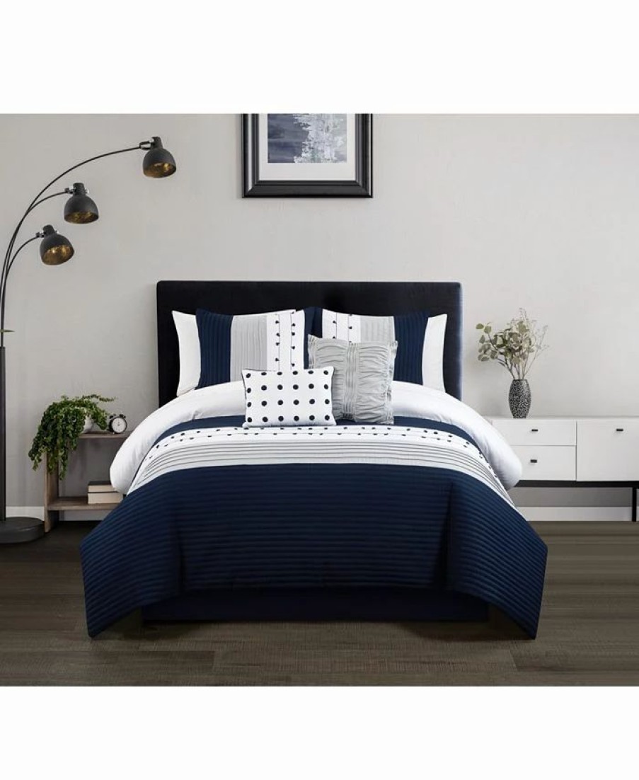 * Chic Home Lainy 5 Piece King Comforter Set Navy Comforter Sets