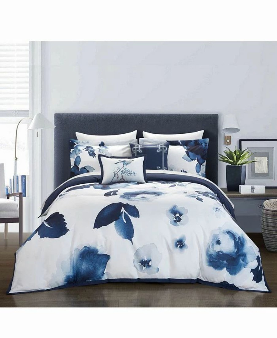 * Chic Home Brookfield Garden 5 Piece Comforter Set Blue Comforters: Fashion