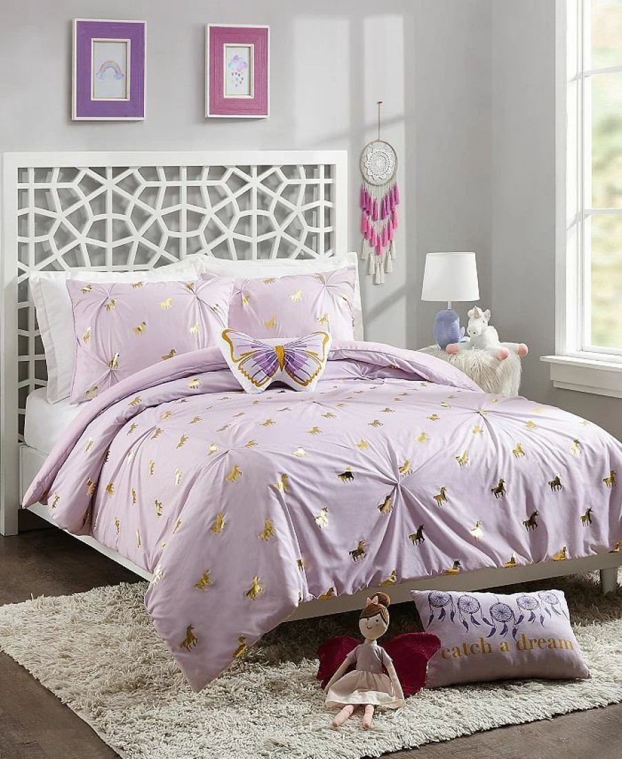 * Jessica Simpson Fiona Unicorn Twin 3-Piece Comforter Set Purple Comforter Sets