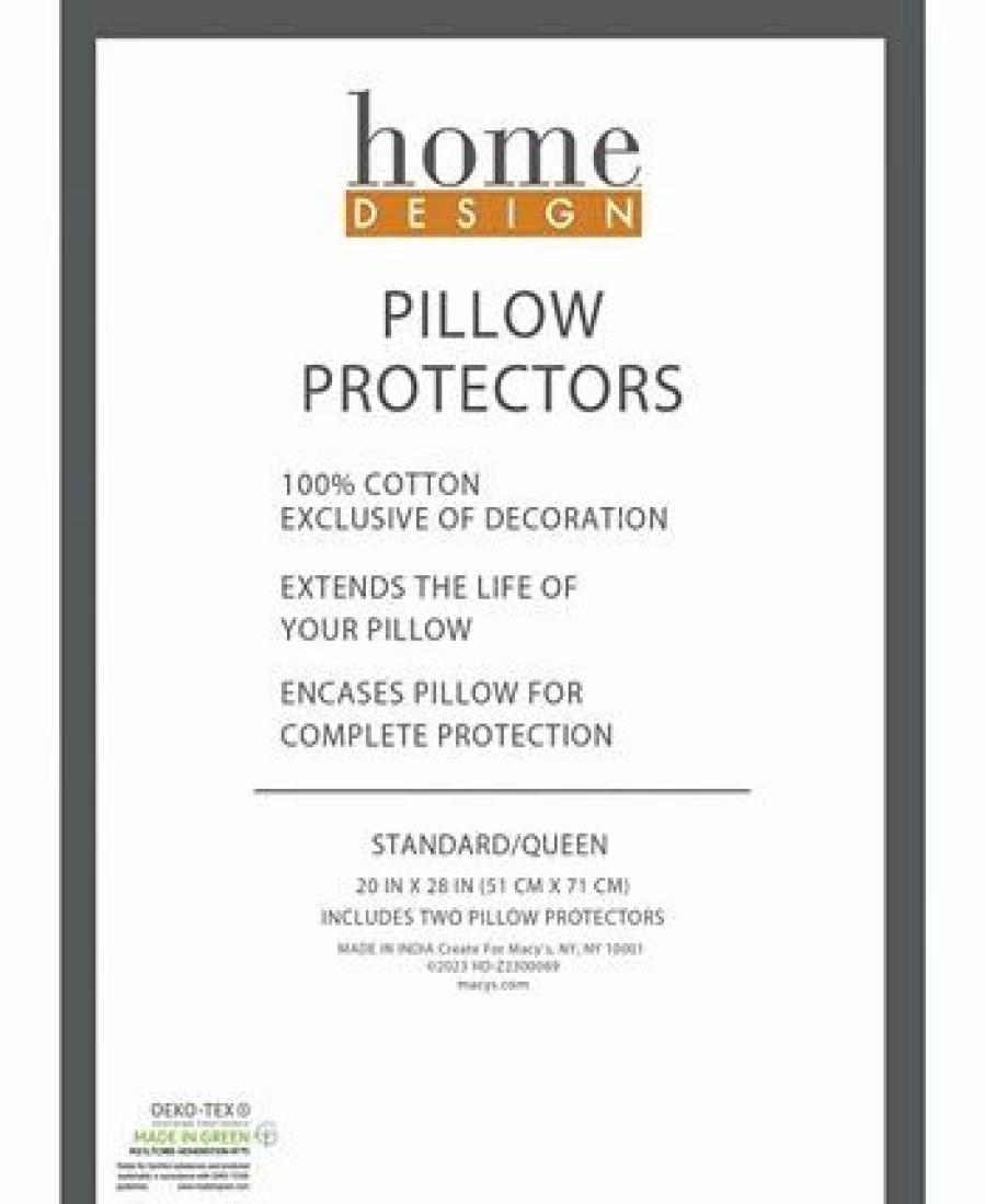 * Home Design Cotton Sateen 250-Thread Count Standard/Queen Pillow Protector, Set Of 2, Created For Macy'S White Pillows