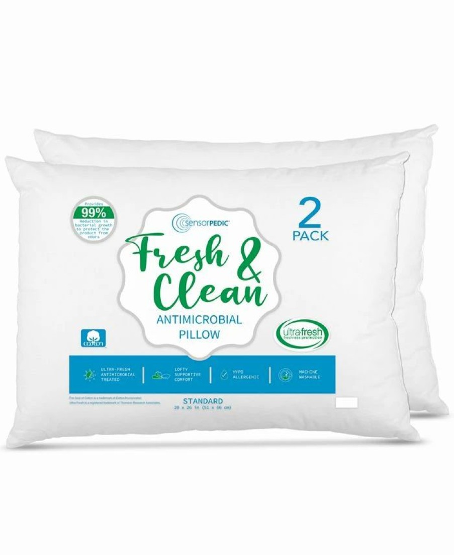 * Sensorpedic Fresh & Clean Ultra-Fresh Antimicrobial Pillows Standard, 2-Pack White Pillows