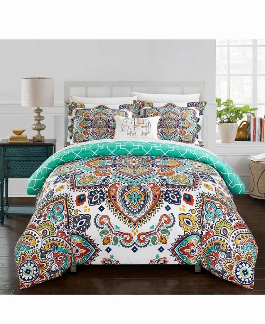 * Chic Home Raypur 8-Pc Queen Comforter Set Aqua Comforter Sets